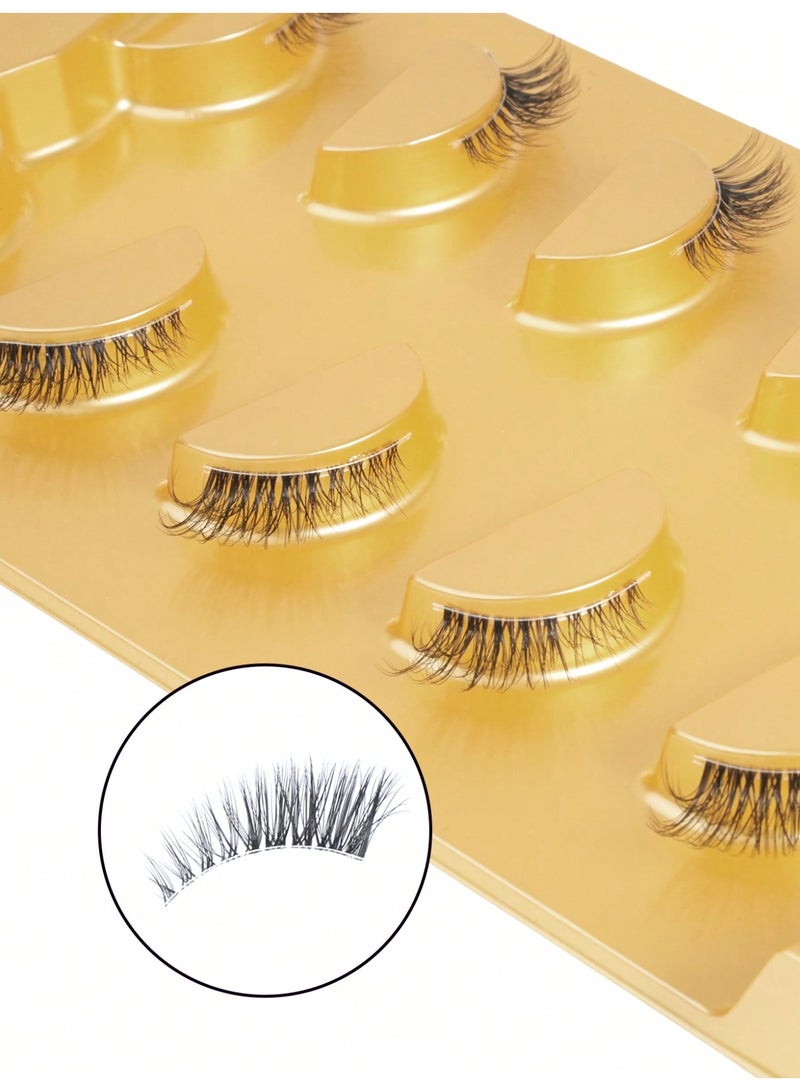 Miamia 5 Pairs of Cat-eye False Eyelashes Made from Mini Mink Synthetic Fibers with a Transparent Invisible Adhesive Strip Natural Short-length Lashes Suitable for Makeup Application Black - Image 5