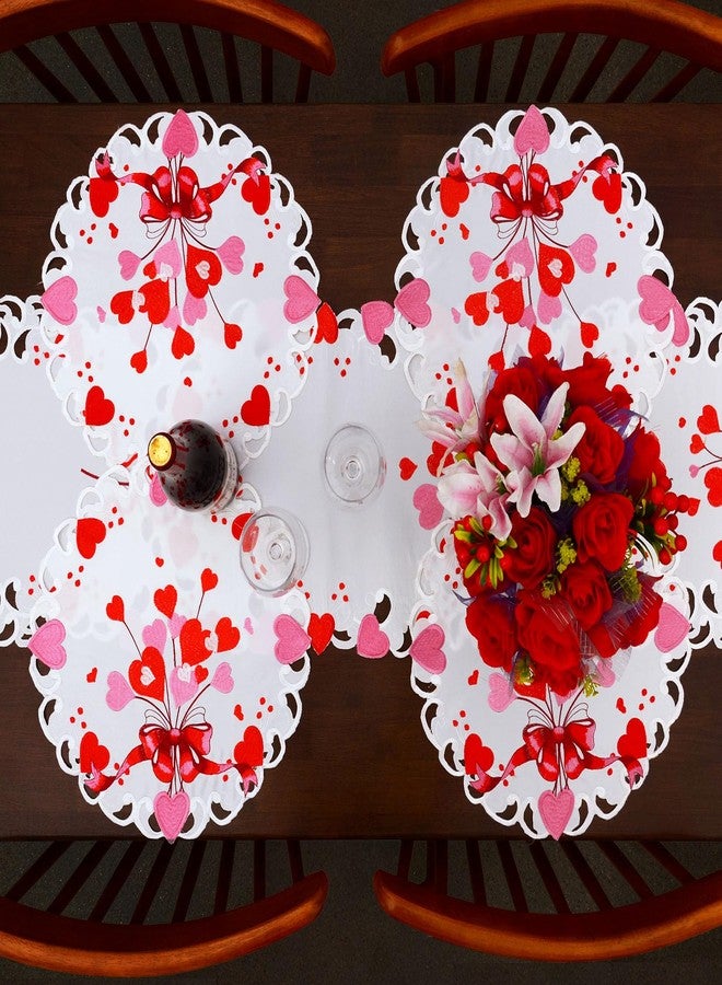 جريلوغو مفرش طاولة مطرز باللونين الأحمر والوردي من جريلوجو، مناسب ليوم 14 فبراير (14 × 69 بوصة) - Image 4