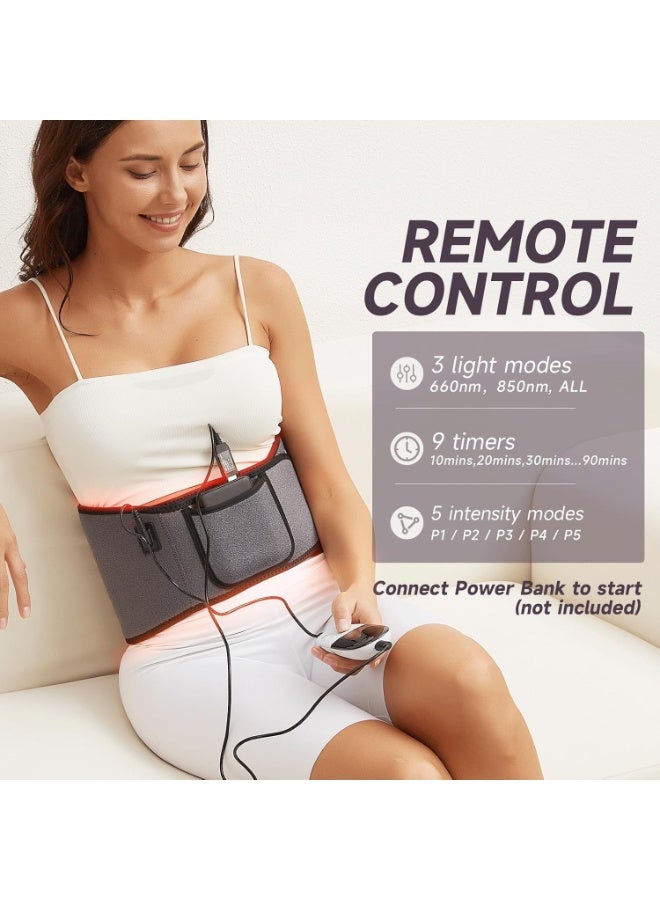 rayihni Red Light Therapy Wrap Belt for Body, Men and Women Gift, 100 LEDs, 5Gears 9Timers Remote Control, 660nm & 850nm Infrared Light Therapy for Back Waist Muscle Pain Relief - Image 3