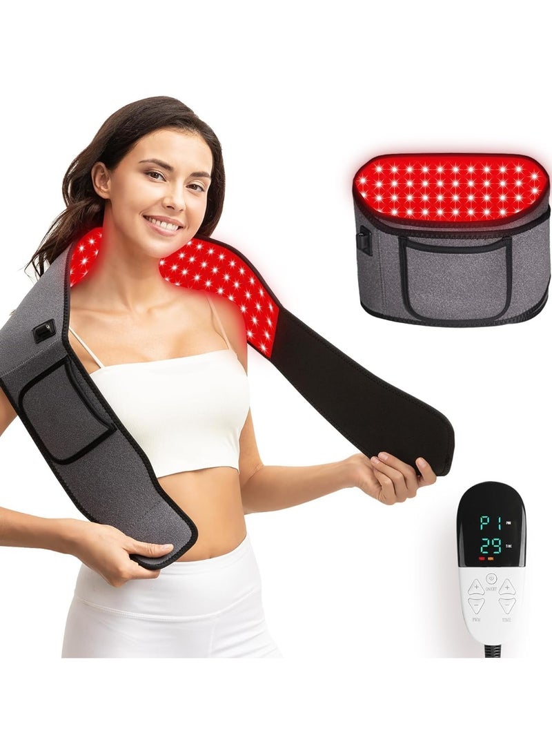 rayihni Red Light Therapy Wrap Belt for Body, Men and Women Gift, 100 LEDs, 5Gears 9Timers Remote Control, 660nm & 850nm Infrared Light Therapy for Back Waist Muscle Pain Relief - Image 1