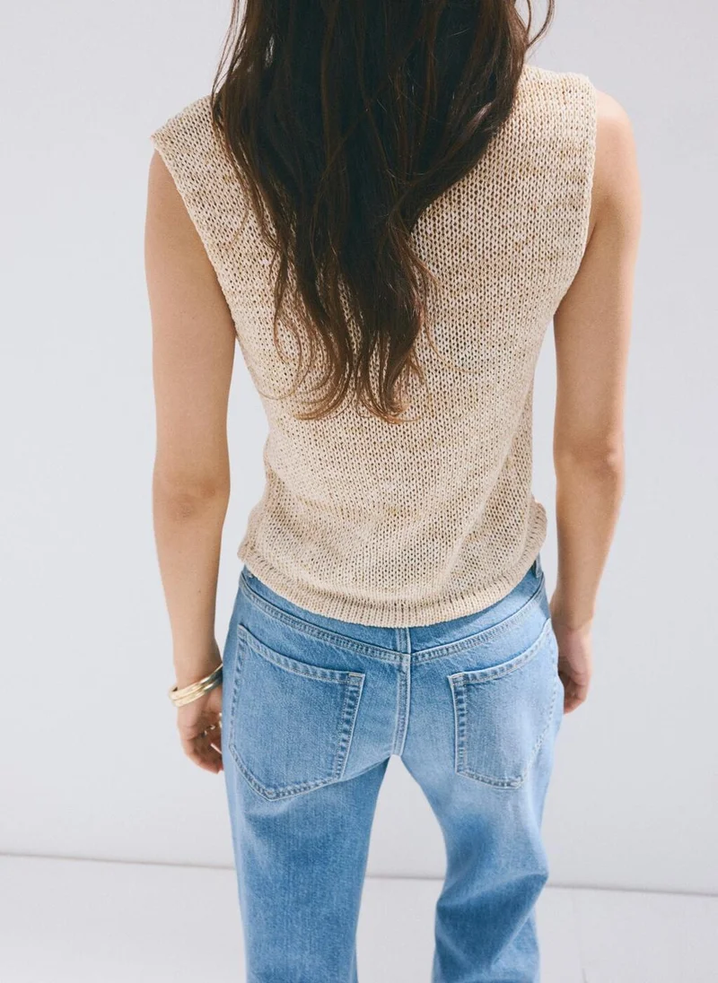 مانجو Heathered Knit Vest With Buttons