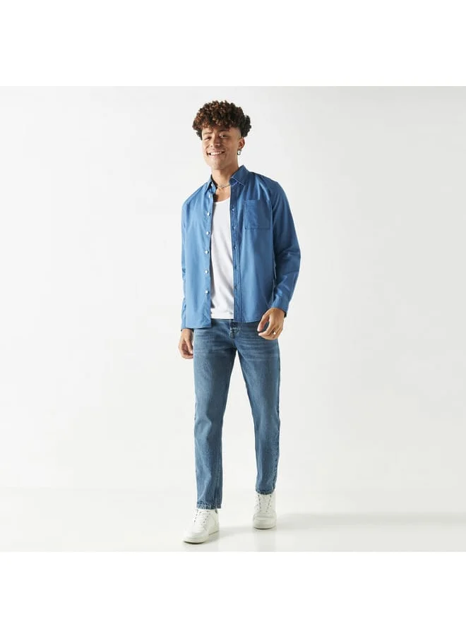Lee Cooper Lee Cooper Solid Shirt with Long Sleeves and Pocket