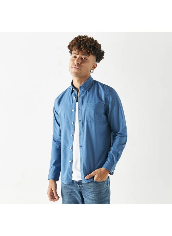 Lee Cooper Lee Cooper Solid Shirt with Long Sleeves and Pocket