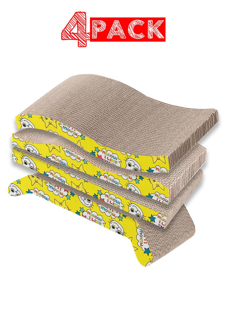 MARGOUN 4 Pack Cat Scratcher Cardboard Cat Scratch Pad with Premium Scratch Textures Design Durable Cat Scratching Pad Reversible - Image 1