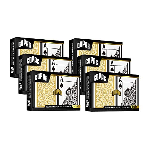 Copag 1546 Design 100 Plastic Playing Cards Poker Size Standard BlackGold Jumbo Index 6 Sets - Image 1