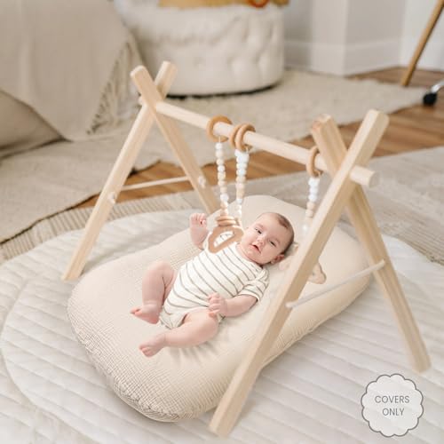 Termichy Baby Lounger Cover Muslin: Soft Cotton Slipcover for Snuggle Me Lounger - Removable & Machine Washable for Daily Use - Zipper-Free & Skin-Friendly for Newborn Girls and Boys - Image 5