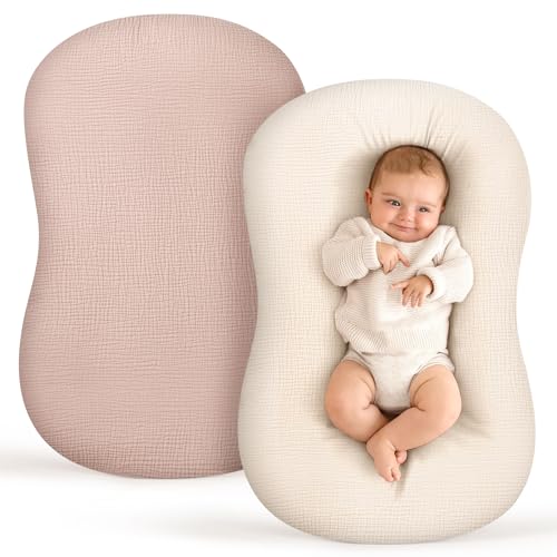 Termichy Baby Lounger Cover Muslin: Soft Cotton Slipcover for Snuggle Me Lounger - Removable & Machine Washable for Daily Use - Zipper-Free & Skin-Friendly for Newborn Girls and Boys - Image 1