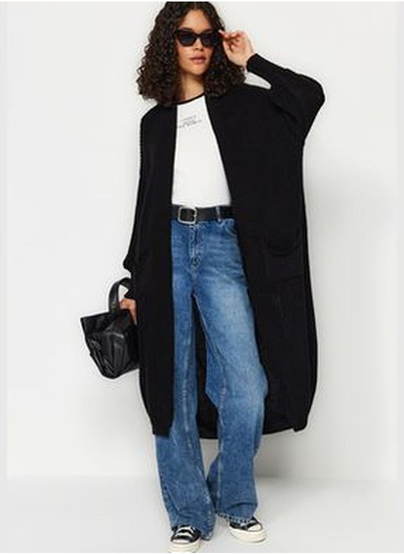 trendyol Black Maxi Sweater Cardigan  - Image 1