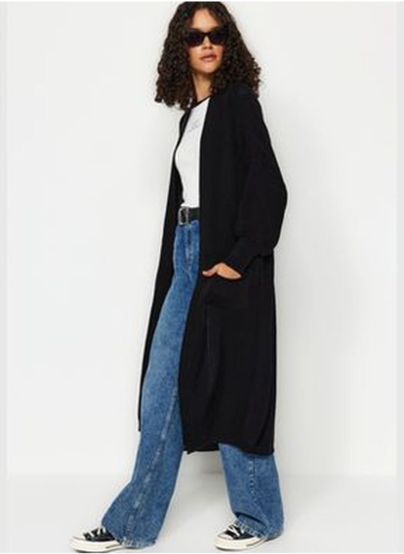 trendyol Black Maxi Sweater Cardigan  - Image 3
