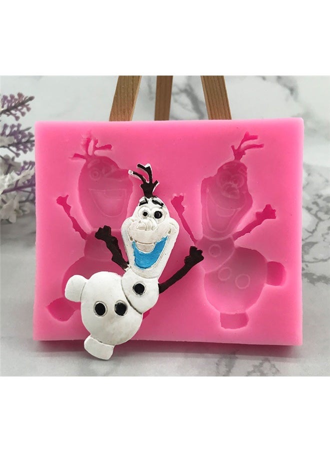 yongsheng Snowman Shaped Mold Pink 8x10cm, Fondant Molds Christmas Silicone Candy Molds Snowman snowflakes Silicone Cookie Mold Candy Cane Chocolate Mold for Candy Pudding Jelly Cake Cupcake Topper Decoration  - Image 5
