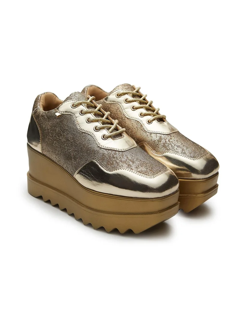 Anaar Anaar Metallic Mela Wedge Sneakers, Womens Festive, Special Occasion and Partywear Premium Shoes