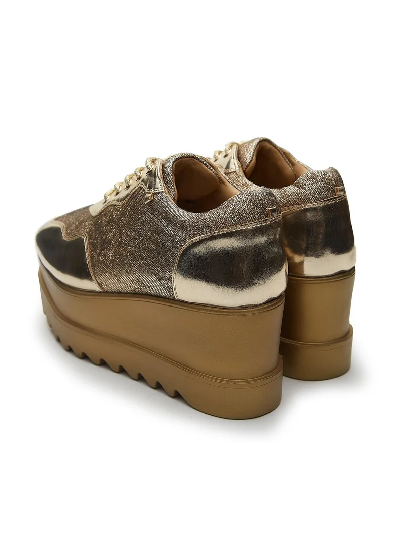Anaar Anaar Metallic Mela Wedge Sneakers, Womens Festive, Special Occasion and Partywear Premium Shoes