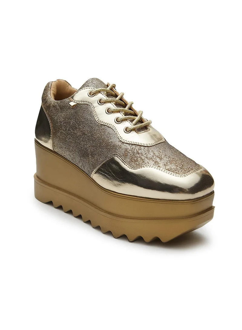Anaar Anaar Metallic Mela Wedge Sneakers, Womens Festive, Special Occasion and Partywear Premium Shoes