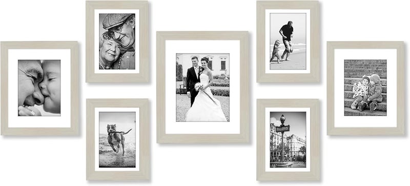 Americanflat 7 Pack Gallery Wall Set | Displays One 11x14, Two 8x10, and Four 5x7 inch photos. Shatter-Resistant Glass. Hanging Hardware Included! - Image 1