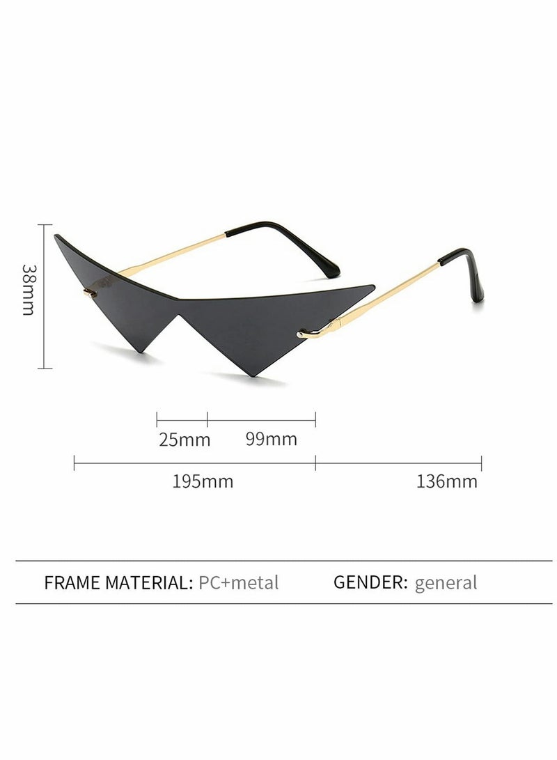 Excefore 4 Pairs Triangle Rimless Sunglasses One Piece Colored Transparent Sunglasses  Sunglasses Cat Eye Colored Transparent Sunglasses For Women and Men - Image 5