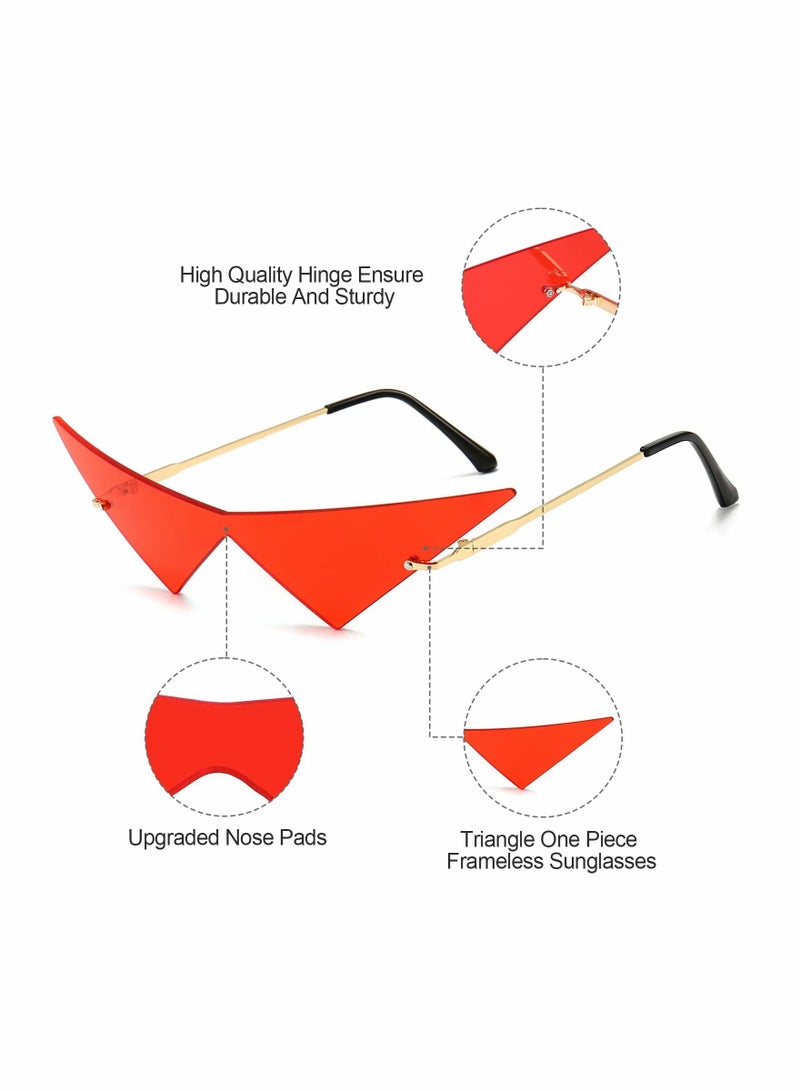 Excefore 4 Pairs Triangle Rimless Sunglasses One Piece Colored Transparent Sunglasses  Sunglasses Cat Eye Colored Transparent Sunglasses For Women and Men - Image 3