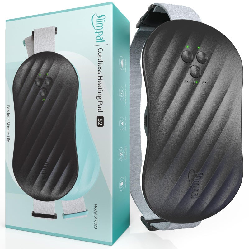 Slimpal Heating Pad for Period Cramps FSA HSA Eligible Portable Heat Pad for Menstrual Pain Relief Electric Cordless Heating Belt for Back Belly Stomach Gifts for Her Women Girl Wife Black