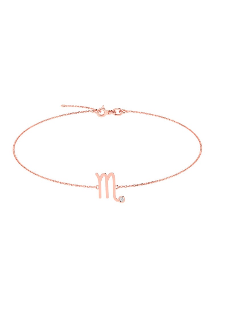 Capri Gold - Capri Gold 18K Rose Gold Scorpio Zodiac Sign Bracelet with Diamond - Image 1