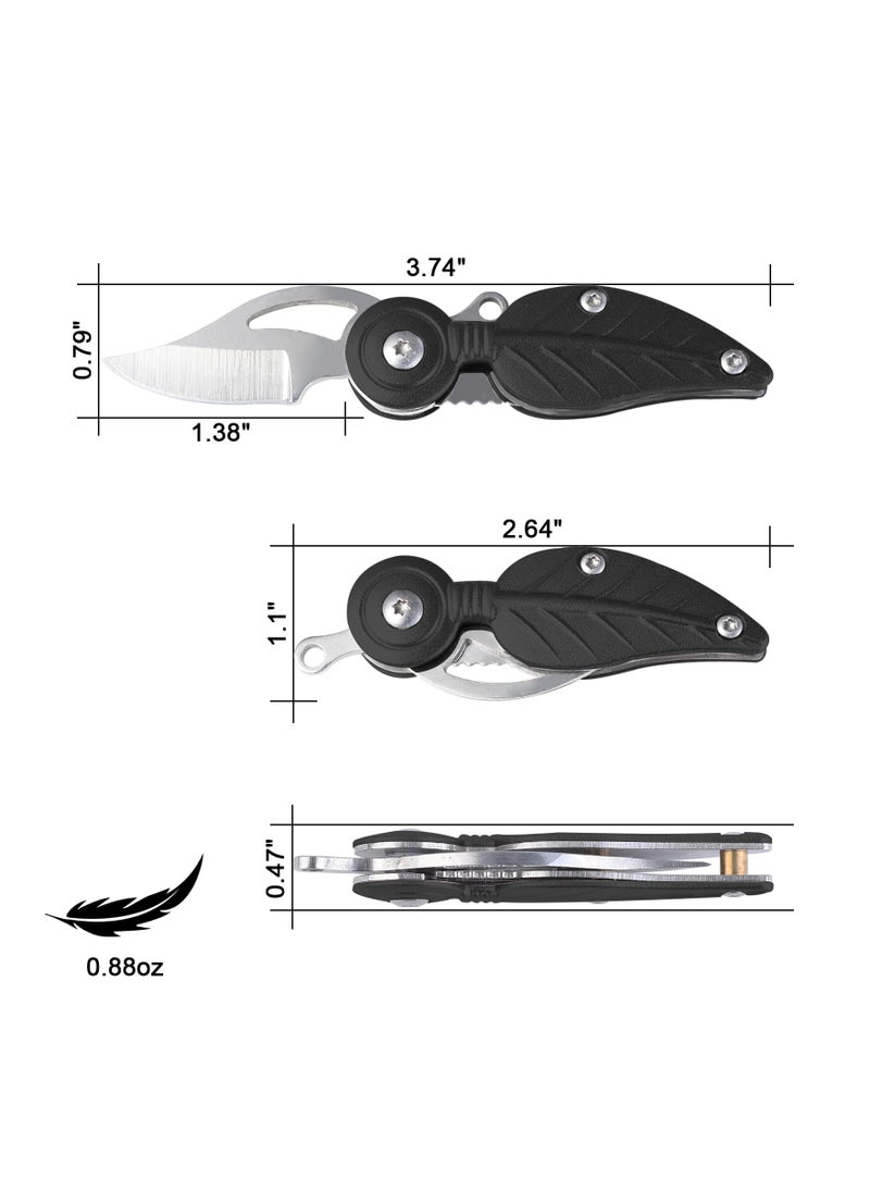 SYOSI - Keychain Knife, Mini Pocket Knife, Small Pocket Knife, Small Folding Knife, Creative Feather Small Leaf Knife, Portable EDC Knife, 1.45 Inch Stainless Steel Blade Suitable, for Daily Use - Image 1