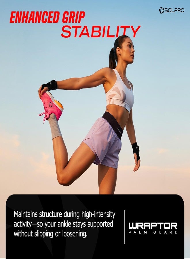 Solpro Wraptor Palm Guard for Men & Women | Joint Stabiliser for All Sports, Gym & Rehab Workouts | Joint Pain Relief for Active Lifestyle Injury Recovery & Arthritis (Black) - Image 2