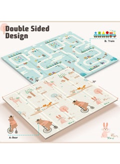 LEFAFA Baby Play Mat, 200X180cm Foldable Play Mat for Baby, Reversible Foam Play Mat, XPE Non-Toxic Crawling Mat  for Babies,Toddlers, Infants, Play & Tummy Time  - Image 2