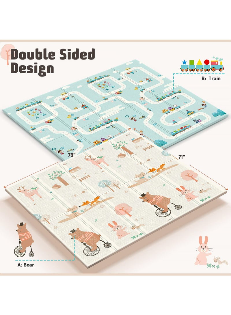 LEFAFA Baby Play Mat, 200X180cm Foldable Play Mat for Baby, Reversible Foam Play Mat, XPE Non-Toxic Crawling Mat  for Babies,Toddlers, Infants, Play & Tummy Time - Image 2