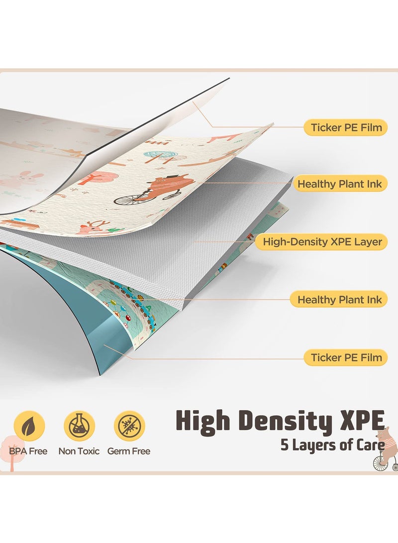 LEFAFA Baby Play Mat, 200X180cm Foldable Play Mat for Baby, Reversible Foam Play Mat, XPE Non-Toxic Crawling Mat  for Babies,Toddlers, Infants, Play & Tummy Time - Image 4