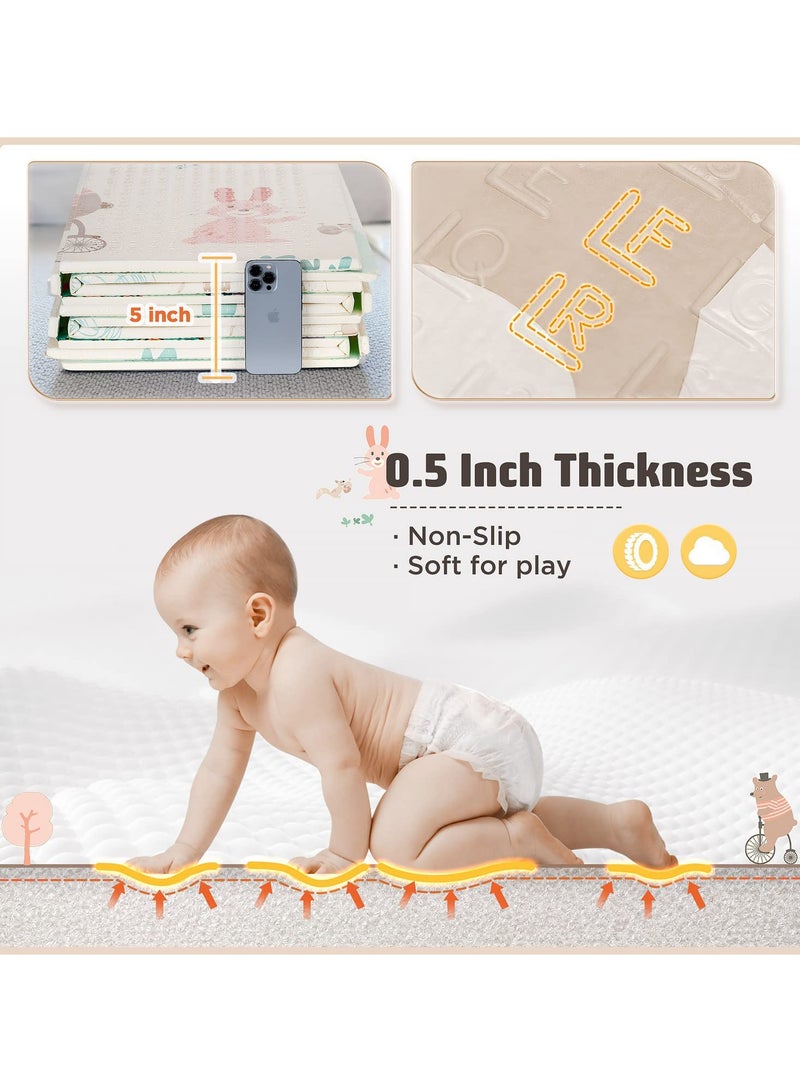 LEFAFA Baby Play Mat, 200X180cm Foldable Play Mat for Baby, Reversible Foam Play Mat, XPE Non-Toxic Crawling Mat  for Babies,Toddlers, Infants, Play & Tummy Time - Image 5