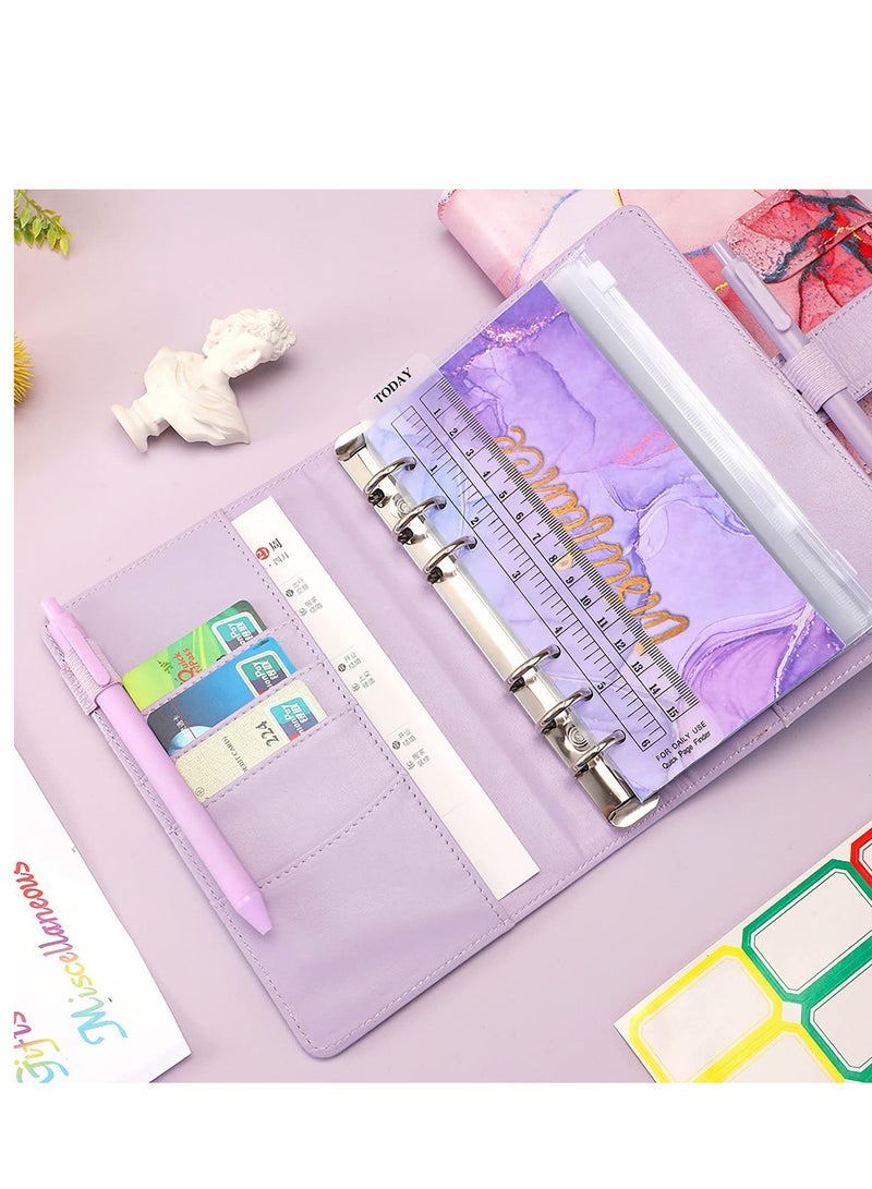 Budget Binder with Zipper Envelopes, Cash Envelopes for Budgeting, A6 PU Leather Budget Binder Planner with 12 Pcs Clear Zipper Envelopes, 12 Pcs Budget Sheets for Budgeting, Saving Money - Image 5