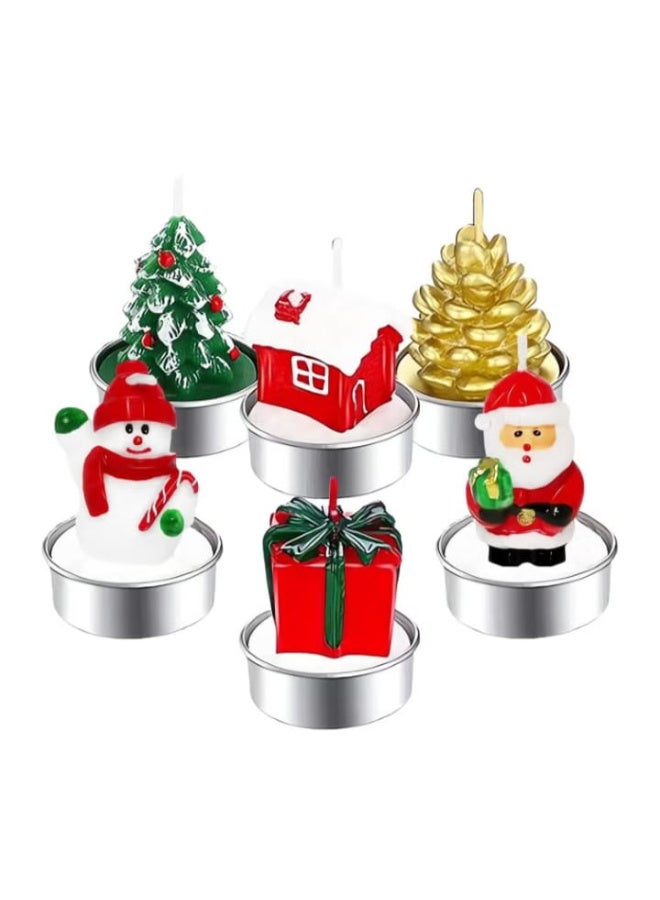 Christmas candle gift set of 6 small candles, Santa, snowman, pine cone, Christmas house, gift, Christmas dinner decoration gift, party gift package - Image 2