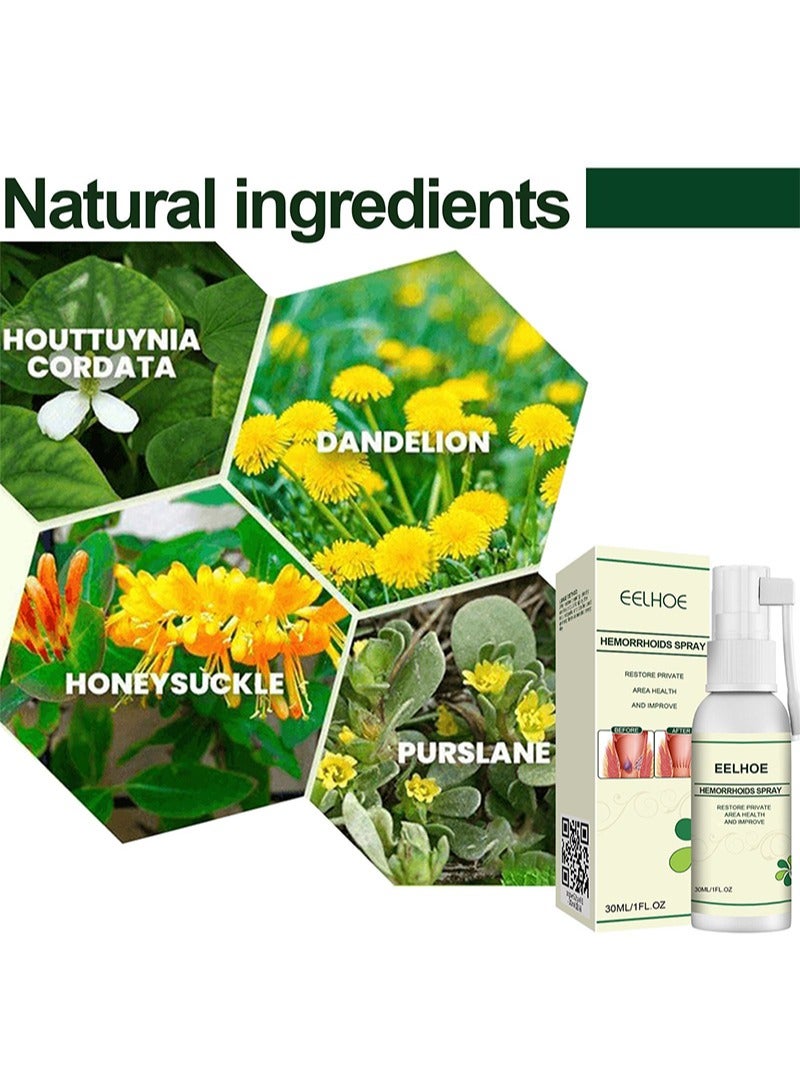 إيلهو قطعتان من بخاخ البواسير، بخاخ إزالة علاج البواسير بالأعشاب الطبيعية، وتخفيف الألم والحكة - Image 3