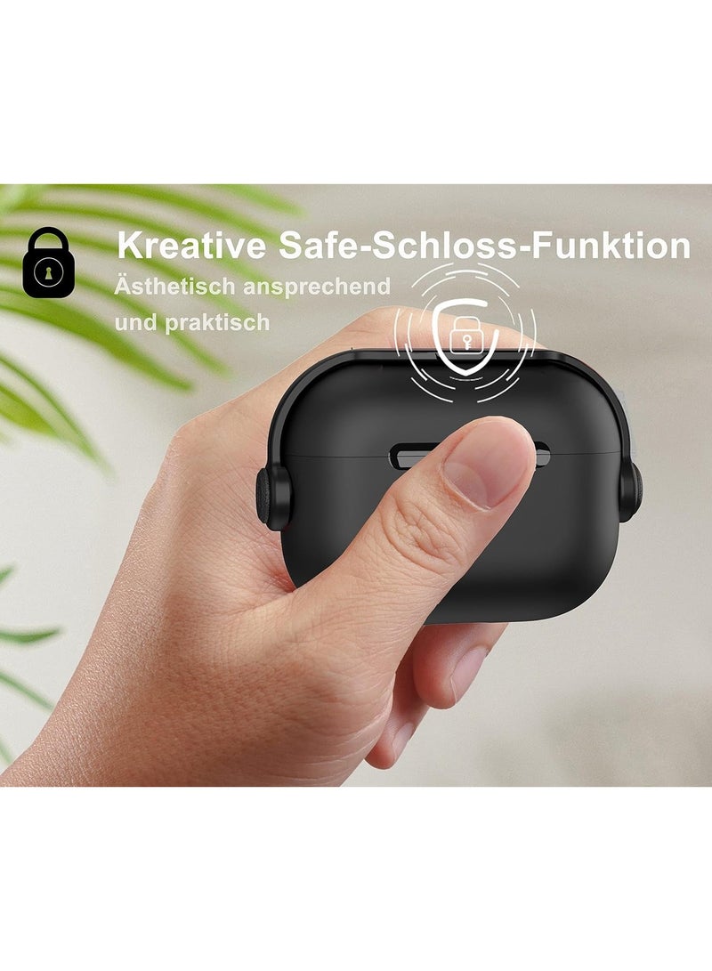 حافظة واقية لجهاز Airpods 3 (مع غطاء إغلاق) (ضوء LED أمامي مرئي) (مع حزام معصم) حافظة جلدية متوافقة مع Airpods 3 الجيل الثالث 2021 (أسود) - Image 2