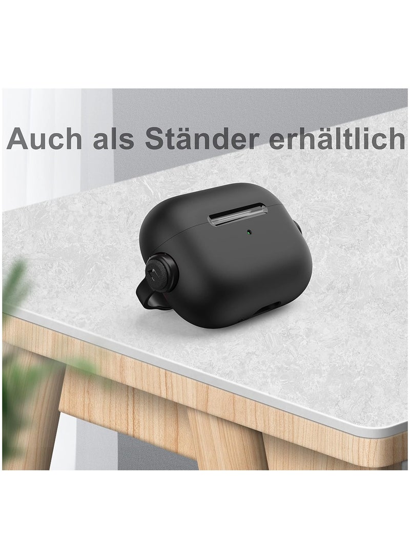 حافظة واقية لجهاز Airpods 3 (مع غطاء إغلاق) (ضوء LED أمامي مرئي) (مع حزام معصم) حافظة جلدية متوافقة مع Airpods 3 الجيل الثالث 2021 (أسود) - Image 3