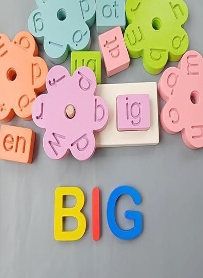 SubiMouIQ Montessori Wooden 3-Letter Word Matching Puzzle Board - (5 Set Pairing), Alphabet Visual Boar, Math Peg Geometric Board, Russian Jigsaw Puzzle(Educational Gift Set Combo) (Pack of Four) - Image 2