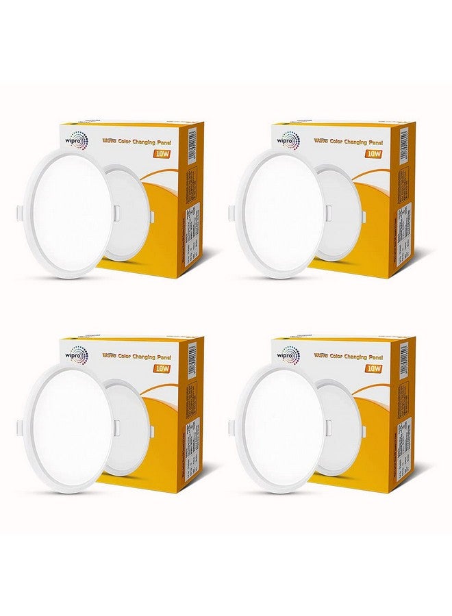 wipro Garnet 10W Wave Cct Round Panel|Colour Changing Panel|Warm White, Neutral White, Cool White|Slim Border&Sleek Design|Recessed Downlighter for False Ceiling|Cutout 130Mm|Pack of 4 - Image 1