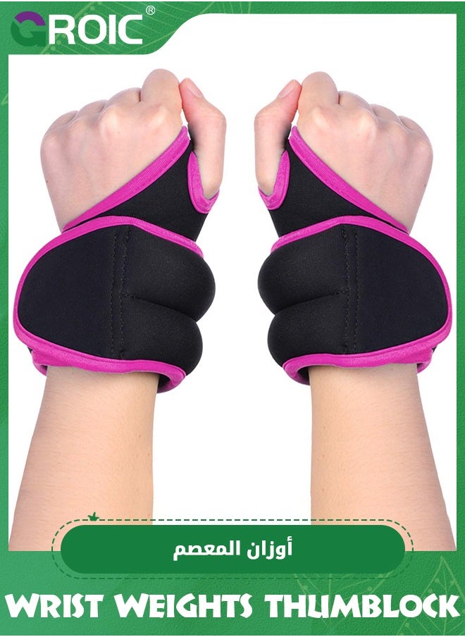 GROIC 1 Pairs Wrist Weights 1 LB Set, Thumblock Arm Weight for Women and Men, Ankle Arm Weights Set for Walking Running Weightlifting Training Gymnastic Aerobic Jogging (Pink)  - Image 1
