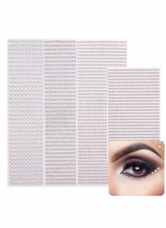 Excefore Pearl Rhinestone Stickers Makeup, Eye Body Face Gems Jewels Flat Pearls Nail Art Decorations 3D Self Adhesive Crystal Makeup Diamonds Temp Tattoo Dots for Women Party Supplies, 4 Size 2800 PCS (Silver  - Image 1