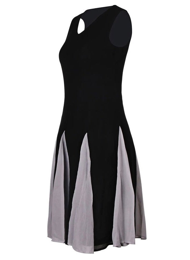 Vijiv Women's Flapper Dresses 1920s Gatsby V Neck Sleeveless Chiffon Cocktail Dress for Evening Party, Black#1, 10-12 - Image 3
