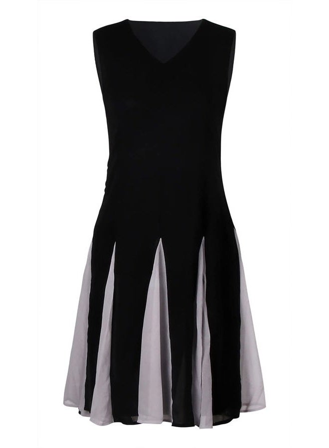 Vijiv Women's Flapper Dresses 1920s Gatsby V Neck Sleeveless Chiffon Cocktail Dress for Evening Party, Black#1, 10-12 - Image 1