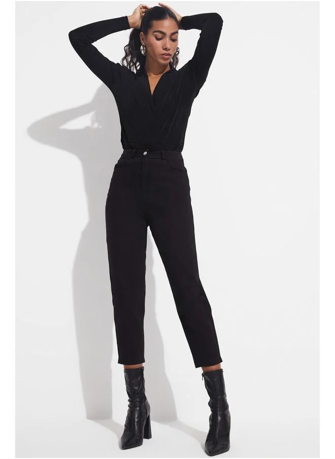JUNE June High Waist Baggy Jean Black