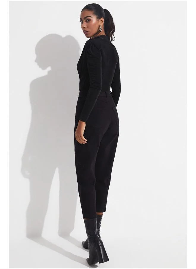 JUNE June High Waist Baggy Jean Black