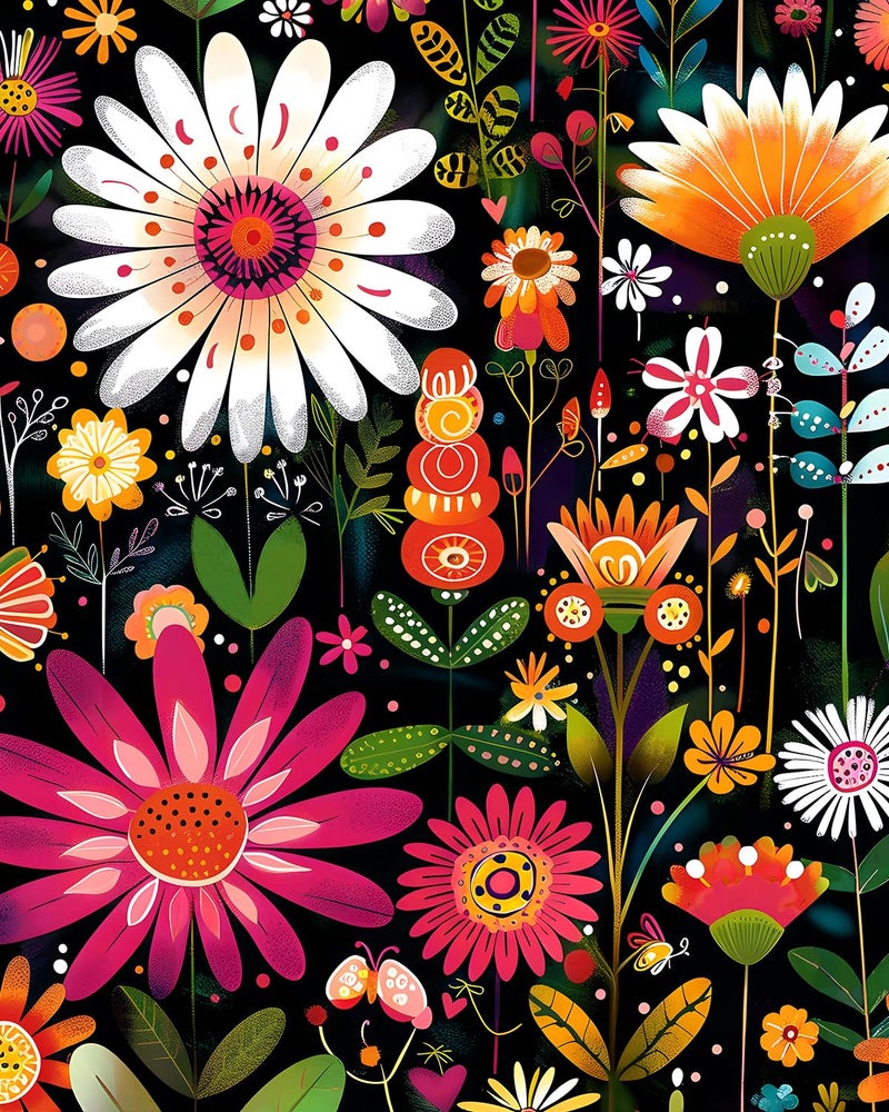 BOKEBEVE Pink Colorful Floral Wallpaper Peel and Stick Vintage Flowers Contact Paper Boho Wall Papers Removable Wallpapers for Shelf Liner Cabinet Drawer Closet Self Adhesive 175 x 118In - Image 2