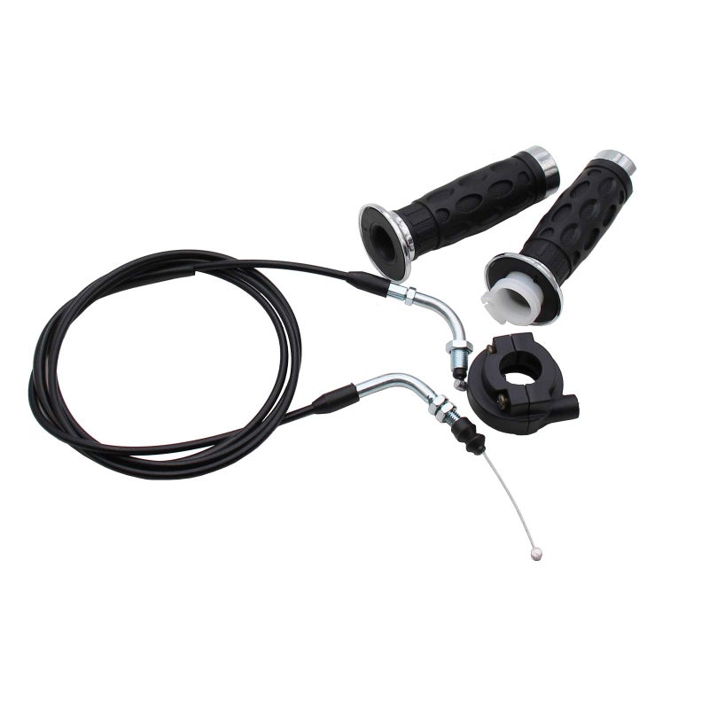 YD-1 Throttle Twist Grip Set with 78" Scooter Throttle Cable for 50cc-250cc GY6/157QMJ Engine Scooters, Motorcycles, Mopeds and ATVs - Black Plastic Handlebar Grip