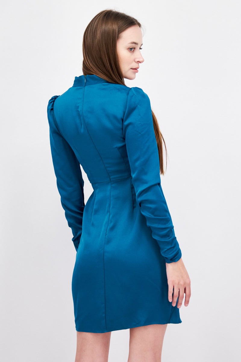 Taylor فستان ميني مزخرف للنساء، أزرق مائل إلى الأخضر - Image 3