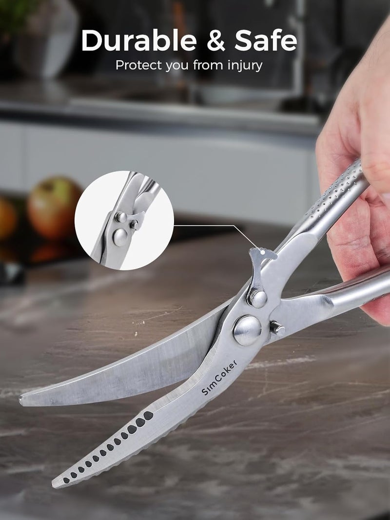 SimCoker Full Steel Poultry Shears Heavy Duty, Professional Bone Cutting Scissors for Chicken, Meat, Turkey & Fish, Sharp & Durable Kitchen Shears, Dishwasher Safe - Image 5