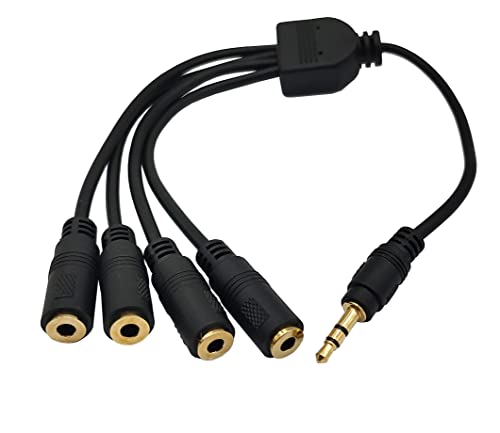 Traovien 3.5mm Splitter Cable, 1/8" TRS 3Pole 1 Male to 4 Female Audio Stereo Splitter Extension Cable 1 Input 4 Output for Headset 3.5mm Audio Headphone Cord(1Pcs)(3.5mm TRS 1M/4F) - Image 1