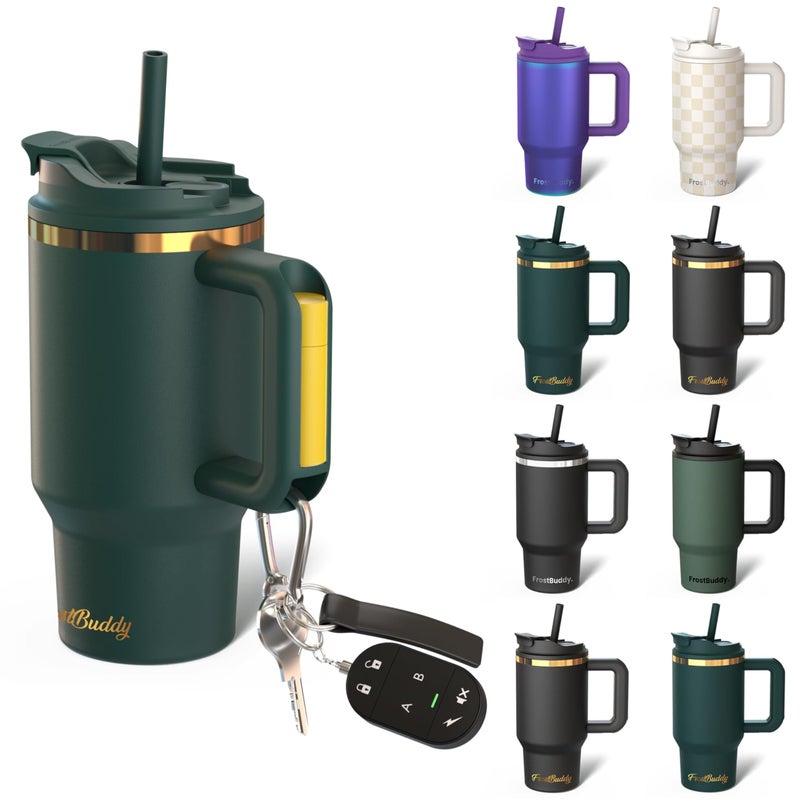 Frost Buddy Thicc Buddy 16 oz Stainless Steel Vacuum Insulated Tumbler with Lid and Straw for Water Travel Mug Cupholder Friendly Gifts for Women Men Him Her Emerald Elegance - Image 2