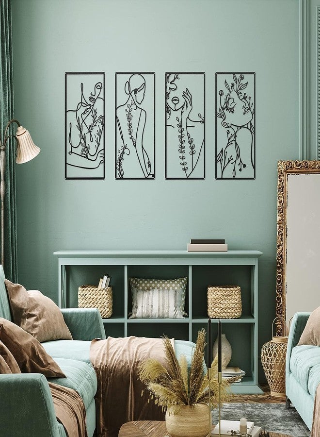 Dratal Metal Minimalist Abstract Woman Line Drawing, Single Line Female Home Hanging Wall Art Decor for Kitchen Bathroom Living Room (4 PCS DECORE) - Image 5
