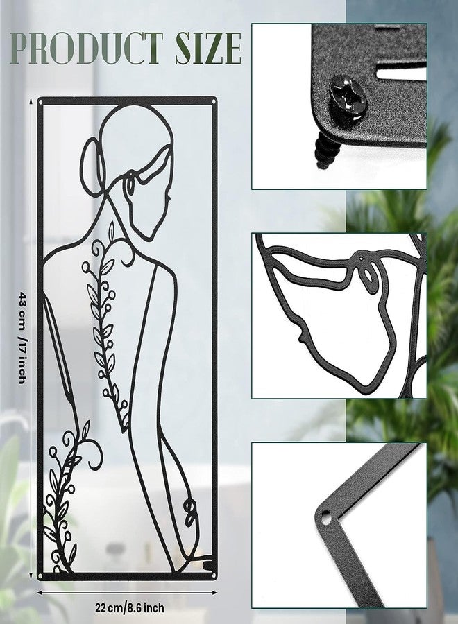 Dratal Metal Minimalist Abstract Woman Line Drawing, Single Line Female Home Hanging Wall Art Decor for Kitchen Bathroom Living Room (4 PCS DECORE) - Image 2