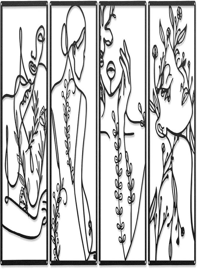 Dratal Metal Minimalist Abstract Woman Line Drawing, Single Line Female Home Hanging Wall Art Decor for Kitchen Bathroom Living Room (4 PCS DECORE) - Image 1